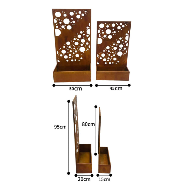 Set/2 Nested Floor/Wall Laser-cut ‘Circles’ Planters 50x20x95/45x15x80cm