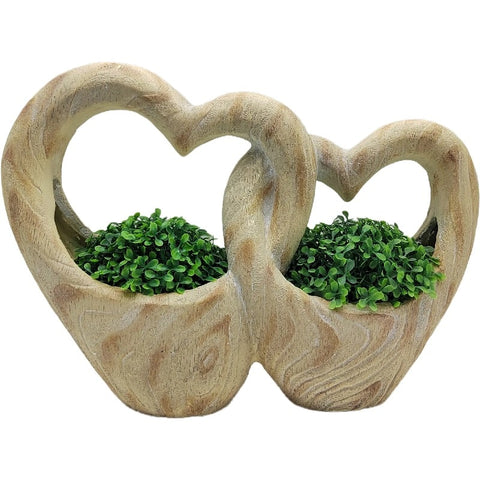 Double Heart Planter w/Hole + Plug 49x15x36cm