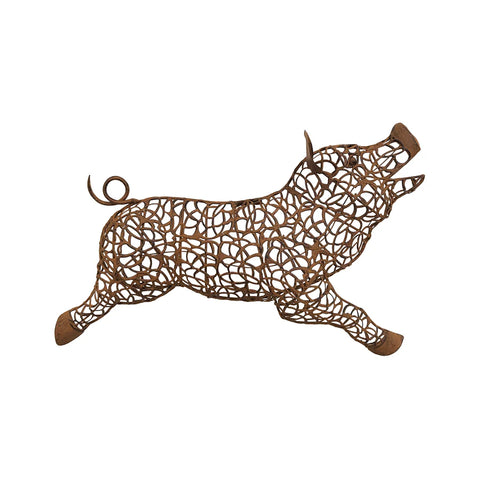 Happy Pig Rusty Metal Wall Art