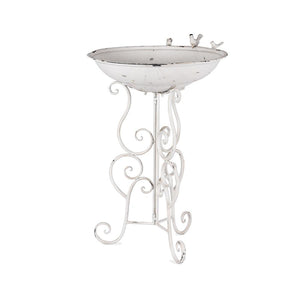 Large Birdbath w/ 3 Birds on Ornate Stand