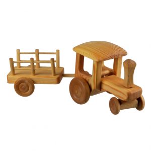Debresk wooden Tractor with Cart, large.
