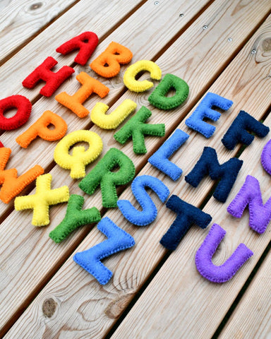 Felt Alphabet Capital Uppercase Letters - Rainbow Colourful