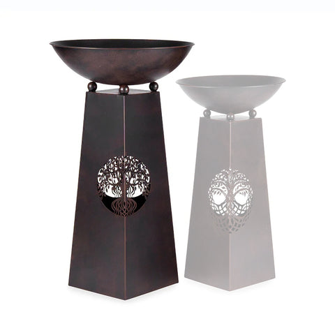Tree of Life Bird Bath / Fire Bowl - Smooth Brown LARGE