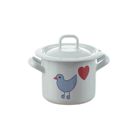 Muender Small Pot, High with Decoration Heart Bird