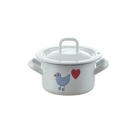 Muender Small Pot, low with Decoration Heart Bird
