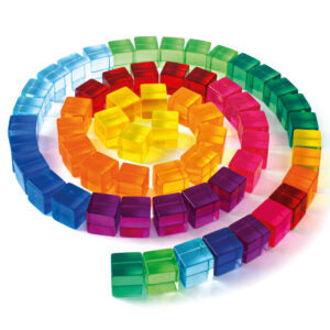 Bauspiel Translucent Colour Blocks in Wooden Tray