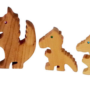 Bauspiel Dragon Family Natural Wood 5 parts