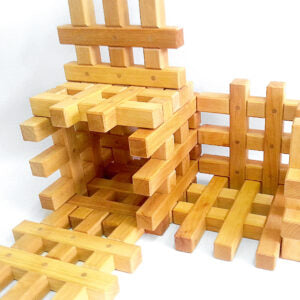 Bauspiel Grid Blocks Natural 12 Pieces