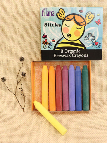 Filana Organic Beeswax Crayons, Rainbow Sticks 8