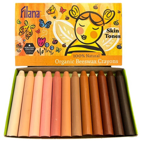 Filana Organic Beeswax Crayons, Skin Tones Stick 12