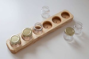 Sedulus Artisan Wooden Paint Jar Holder 6 holes with Glass Jars