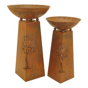 RUST TREE-OF-LIFE FIREBOWL SET ONE SMALL & ONE LARGE