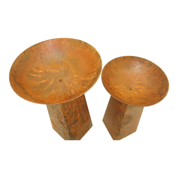 RUST TREE-OF-LIFE FIREBOWL SET ONE SMALL & ONE LARGE